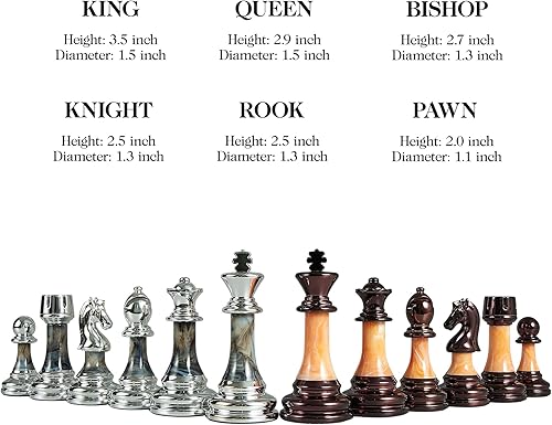 Miniatura 2 de Vamslove Piezas de ajedrez acrílicas pesadas solo con base de cuero, tamaño King de 3.5 pulgadas con ranuras de almacenamiento, 2 reinas
