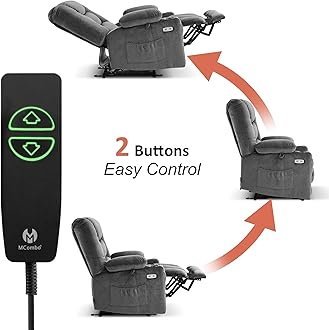 MCombo Zero Gravity Power Recliner Chair with Heat and Vibration Massage, Reclining Chair with USB & Type C Ports, Cup Holders for Living Room, Fabric 6079 (Grey Medium 21.2" Seat Width)