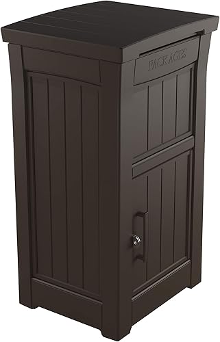 Vista 14 de Keter Caja de entrega para porche con compartimento de almacenamiento seguro con cerradura para mantener los paquetes seguros, tamaño único, marrón