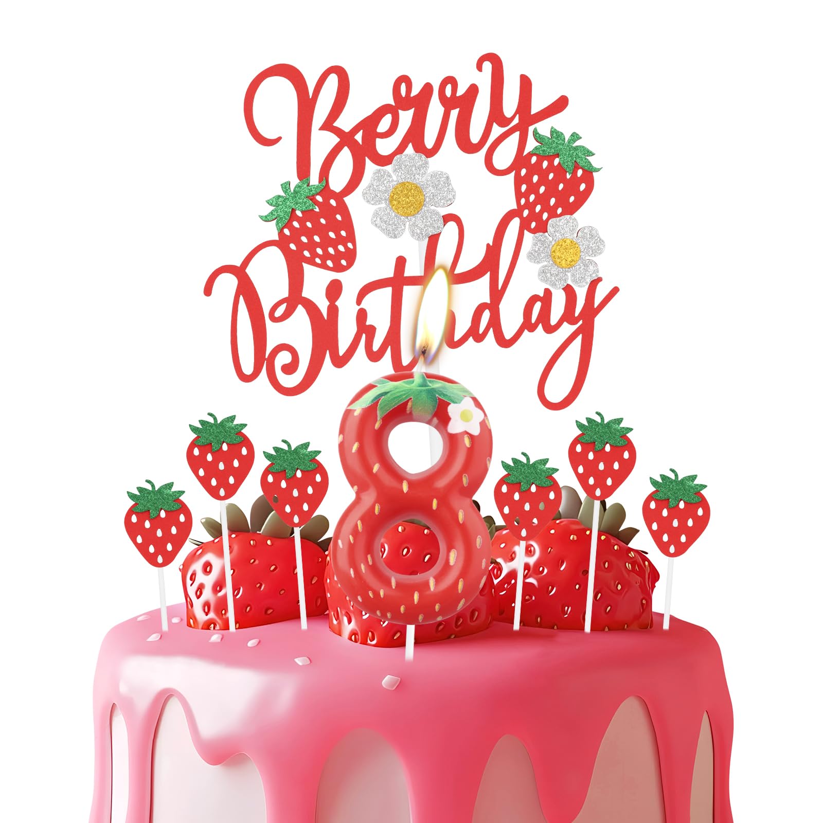 Amazon.com: iNINGER Strawberry 8th Birthday Candle,Strawberry