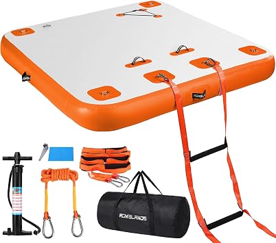 Inflatable Floating Dock Air Dock Platform, 6ft Non-Slip Floating Island Raft Water Mat, Lake Floats for Adults, Pool Beach Ocean