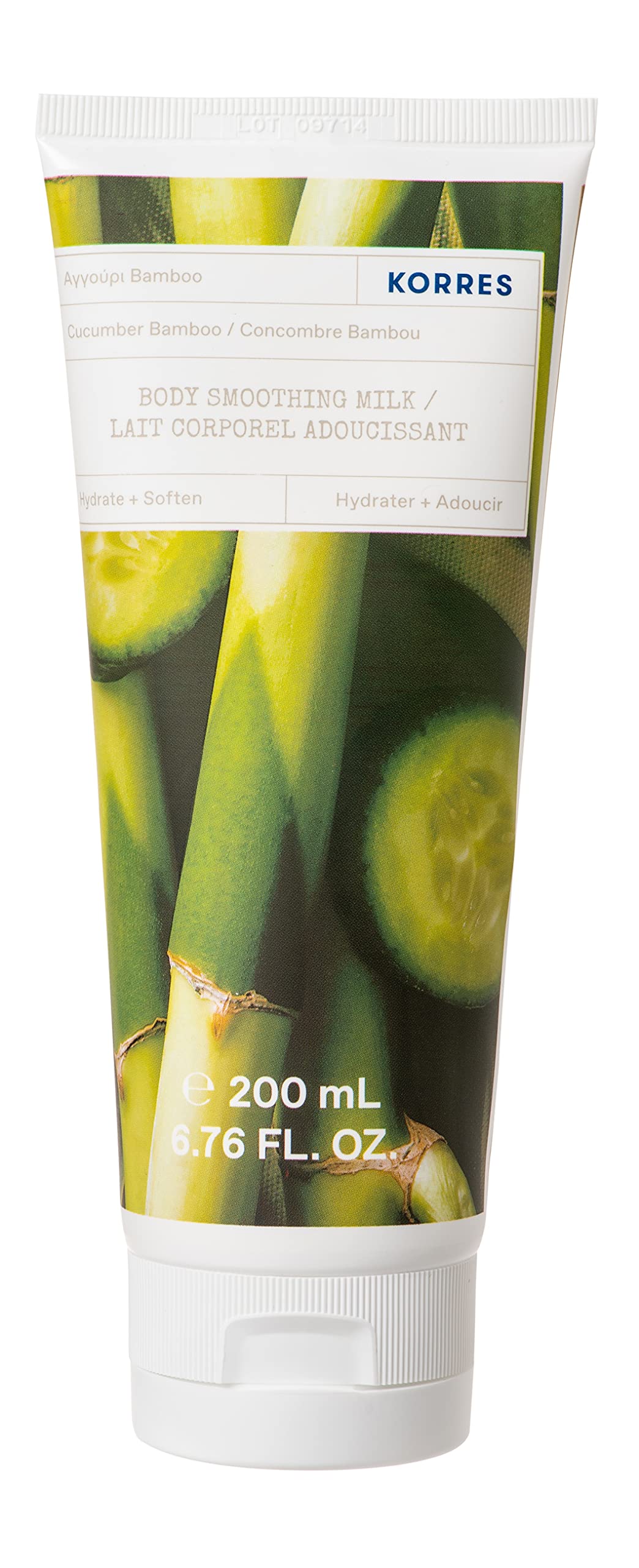 KORRES Cucumber Bamboo Body Smoothing Milk, 200 ml (Pack of 1)