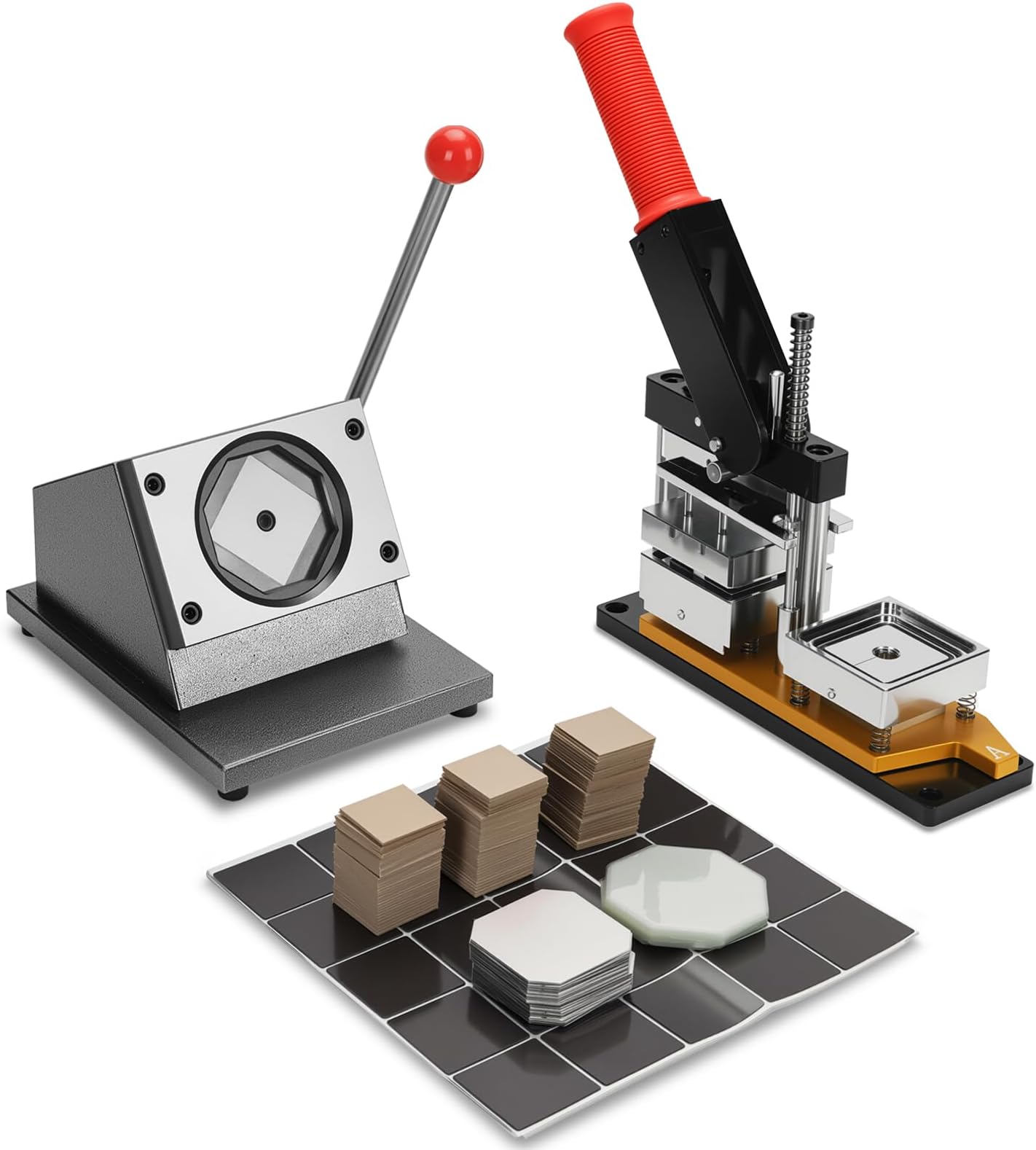 Square Magnet Maker Machine Kit, DIY Fridge Magnet Making Machine Kit, 2 x 2 Inch, with 1 Machine +1 Paper Cutter +100 Sets Magnetic Consumables