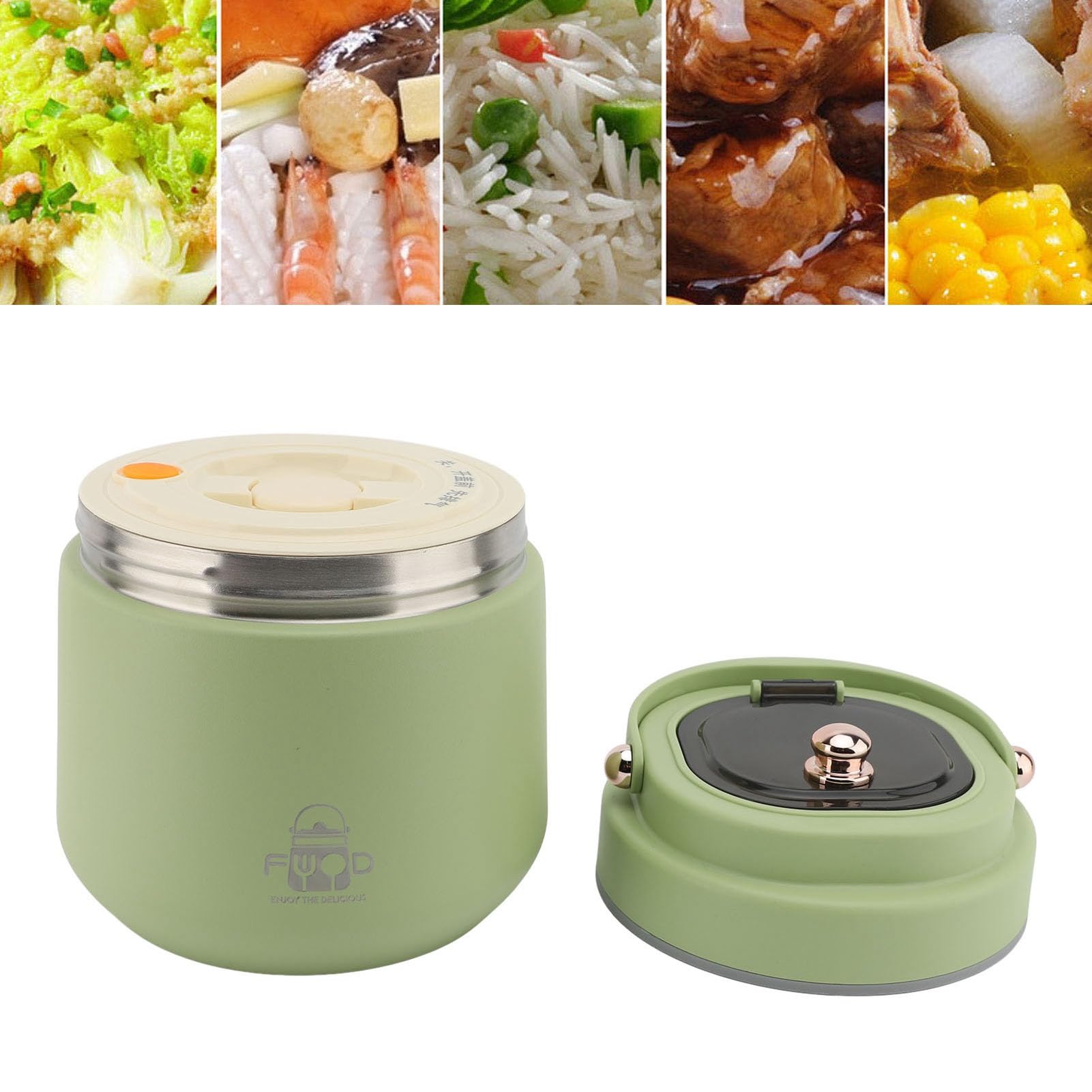Fockety Recipiente térmico para alimentos, termo de acero inoxidable de 36,51 oz a prueba de fugas, recipiente térmico para alimentos con bolsa térmica para mantener calientes
