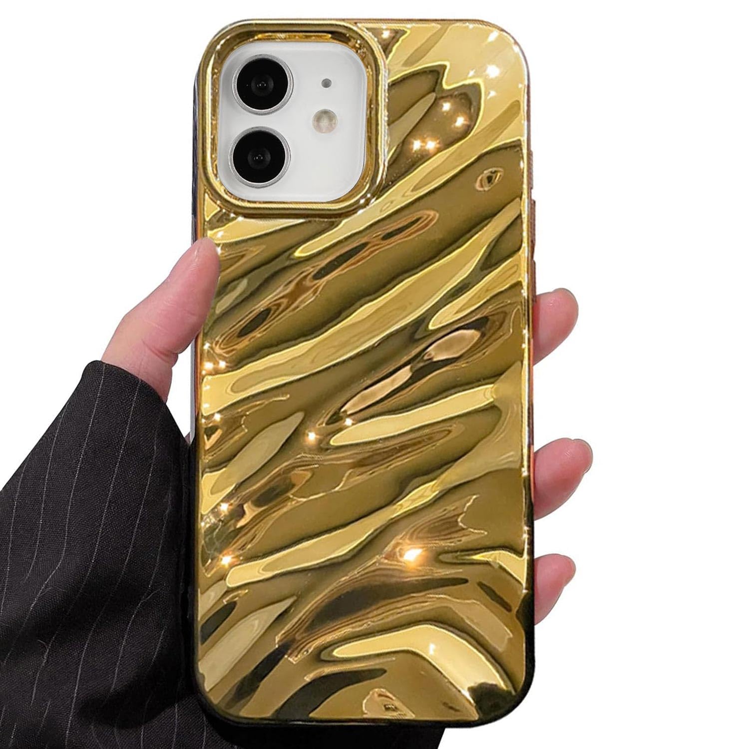 QLTYPRI Custodia per iPhone 7 Plus Cover, iPhone 8 Plus Cover Trasparente per Ragazze Donne, Silicone Morbido TPU Bordi Curvi Ondulati Antiurto Protettiva Case - Giallo