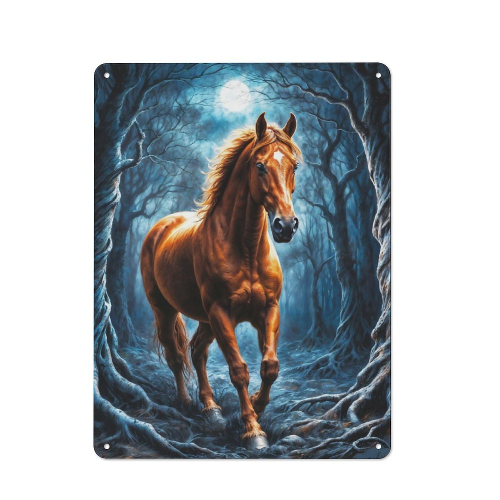 Junmoney Majestic Horse In Jungle Metal Sign 40X30cm With For Pub Or Café, Retro Decor, For Vintage Wall Decor Fans, For Garage And Workshop Walls
