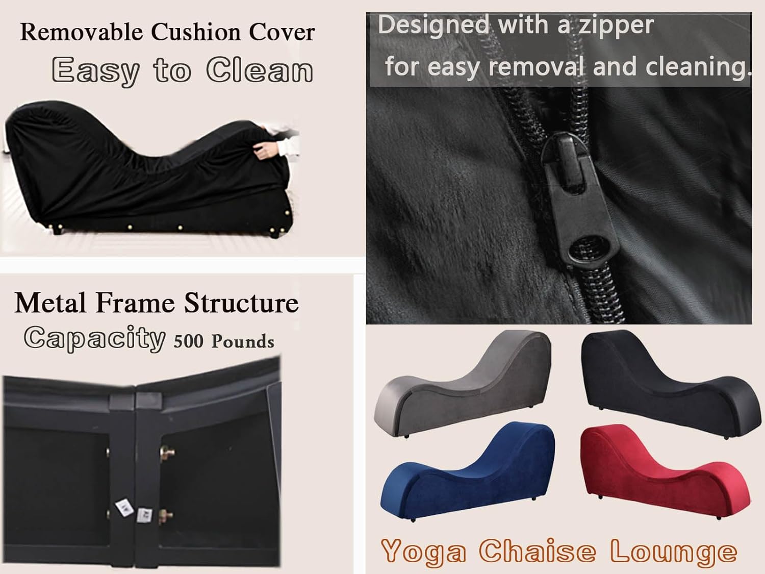 Curved Lounge Bench Chair for, Relaxing, Chaise Chairs with Removable Cover, Metal Frame (Black Velvet)