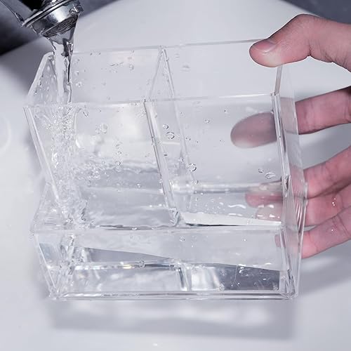 Miniatura 6 de HSYMQ Portalápices de escritorio transparente con 3 compartimentos, soportes acrílicos, organizadores de escritorio y accesorios