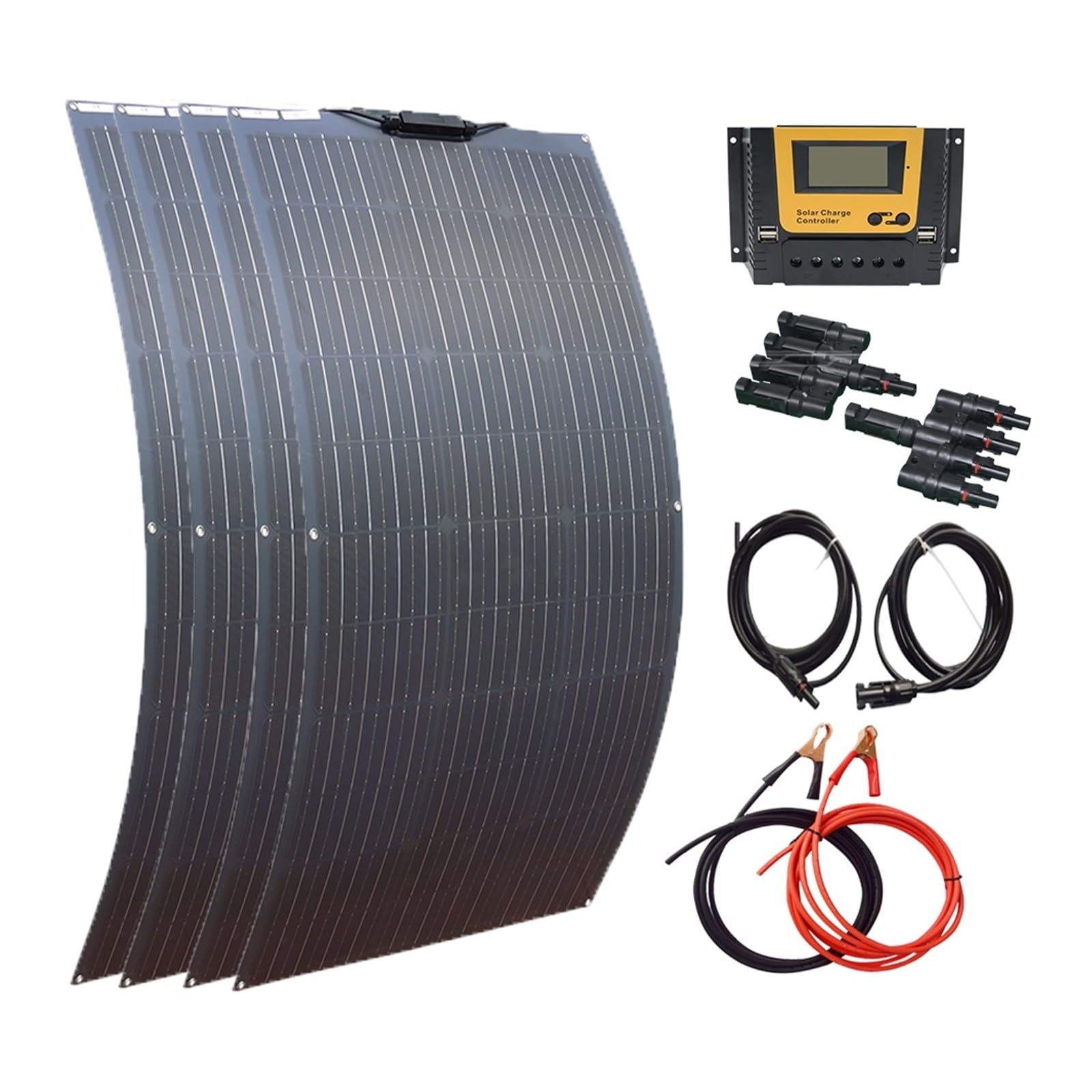 Pannello Solare Flessibile 500W Kit Solare 100w 200w 300w 400W | Fotovoltaico fai-da-te for batteria for auto 12V 24V Computer Balcone Casa for barche(400W Solar Kit)
