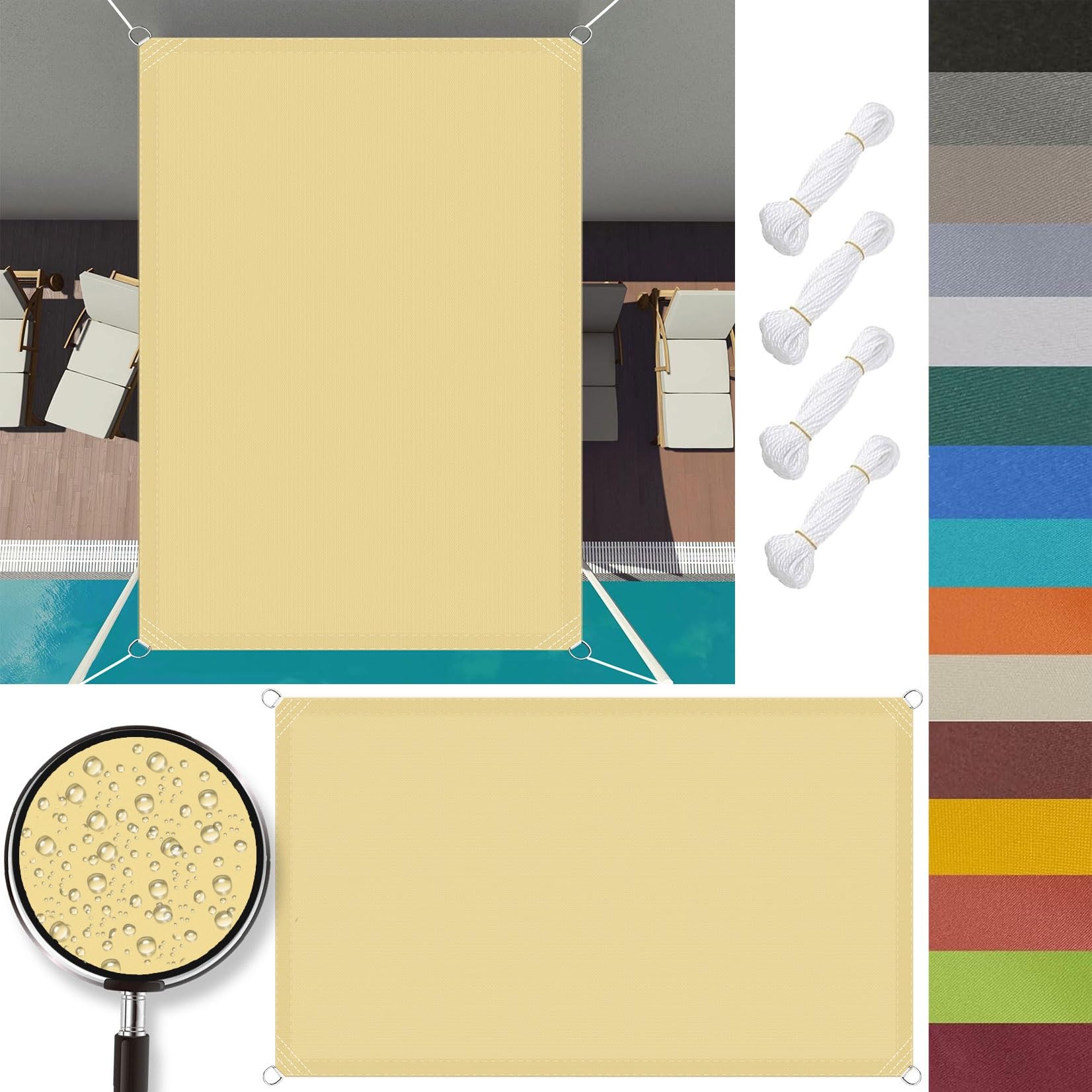 Voile d'ombrage rectangulaire jaune sable pour un été frais au balcon