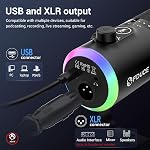 FDUCE XLR/USB Gaming Microphone, Dynamic Microphone with Boom arm for Gaming, podcasting, Streaming, Studio, Compatible with PC, Mixer, with RGB Lighting, Mute Button, Volume Adjustment (D30+)