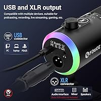 Vista 3 de FDUCE USB/XLR Gaming Microphone kit, Dynamic PC Mic for Podcasting Streaming, Computer RGB Mic Kit with Desktop Stand, Mute Button and Headphone