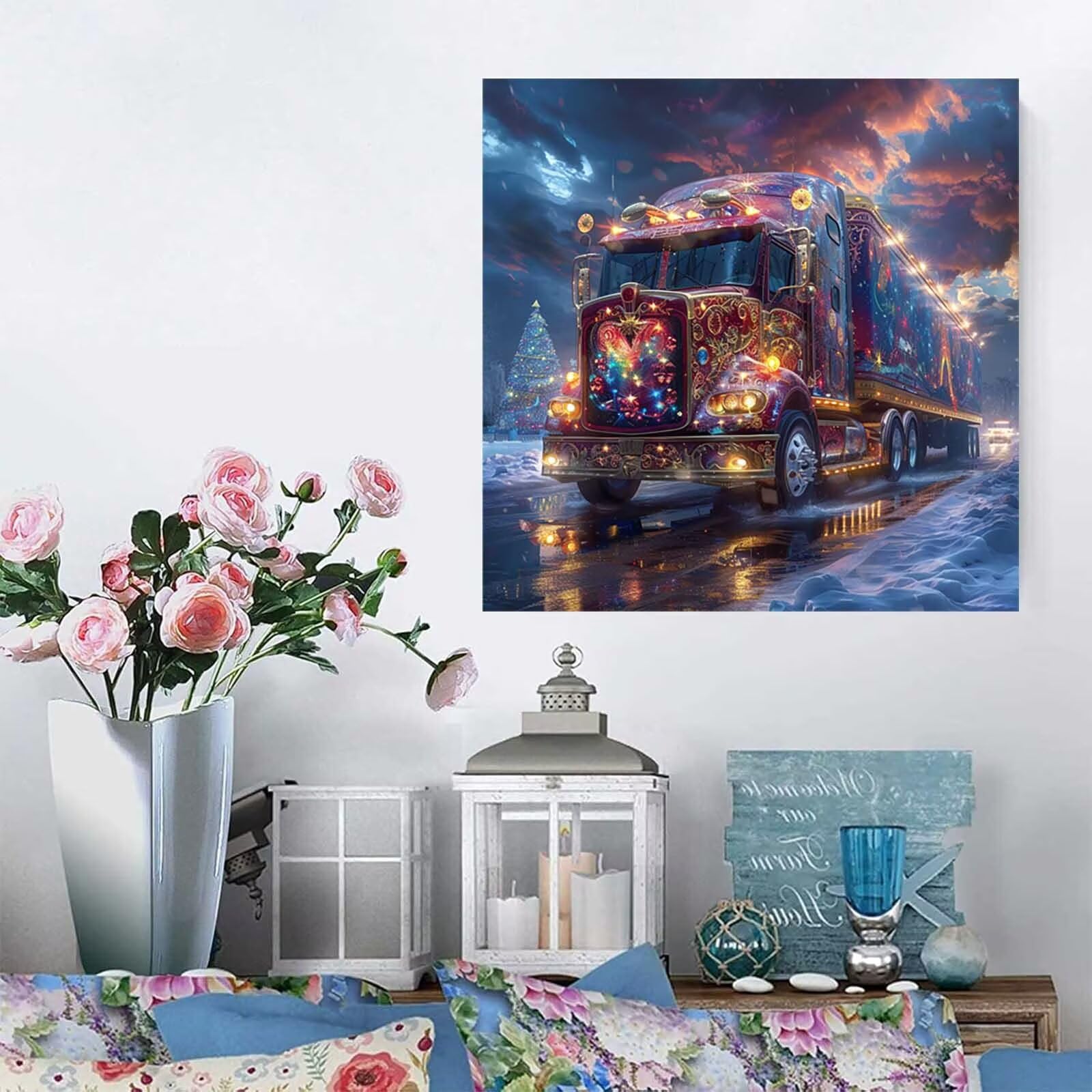 5D Diament Malarstwo Ciężarówka Malarstwo Numery Dorosły, Diament Malarstwo Dorosły Scena Śniegowa, DIY Kreatywny wypoczynek Dorośli Zestaw, Numer Malarstwo Rhinestone Zestaw Ścieg krzyżykowy