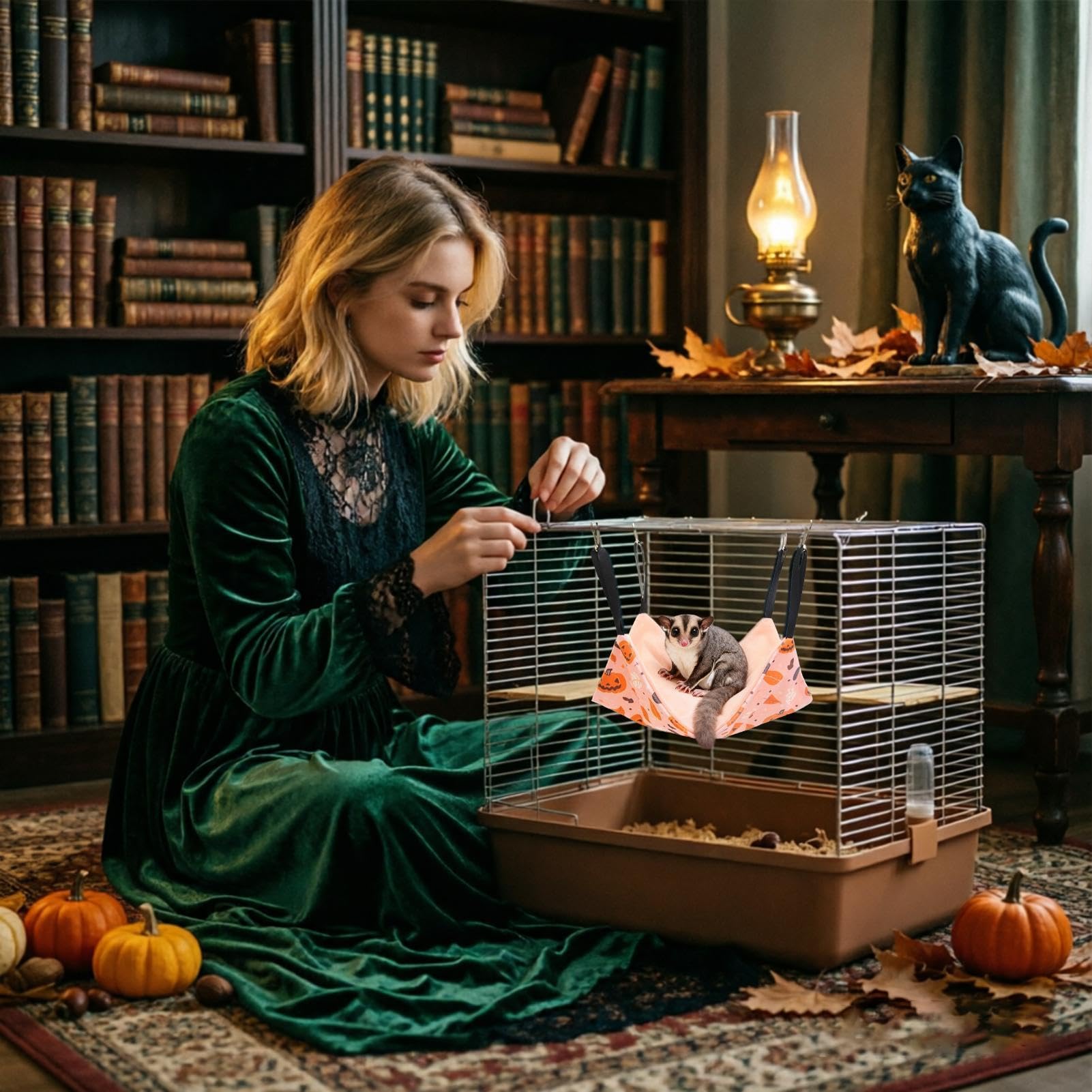 Frettchen Hängematte 4-teiliges Halloween-Design Hängebett-Komplettset zum