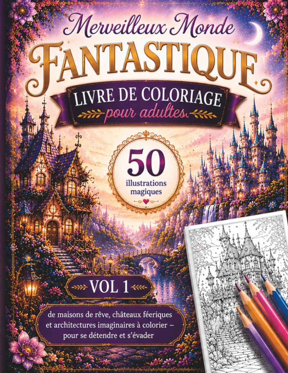 Merveilleux Monde Fantastique – Livre de coloriage pour adultes: 50 illustrations magiques de maisons de rêve, châteaux féeriques et architectures imaginaires à colorier – pour se détendre et s'évader