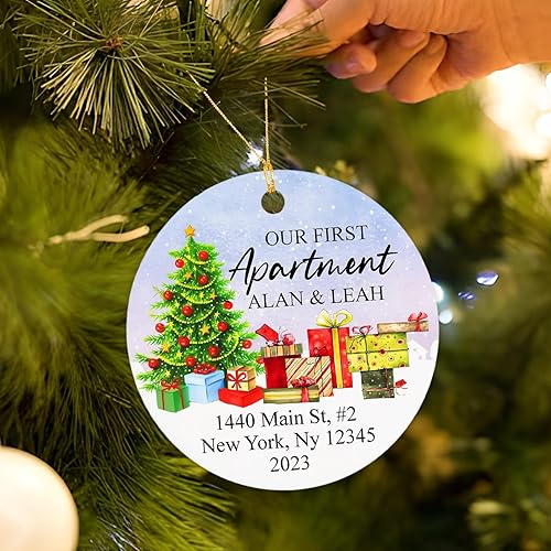 Miniatura 10 de Adorno de Navidad personalizado 2024 con texto en inglés My First Home (Mi primera Navidad en un nuevo hogar) 2024, recuerdo de Navidad