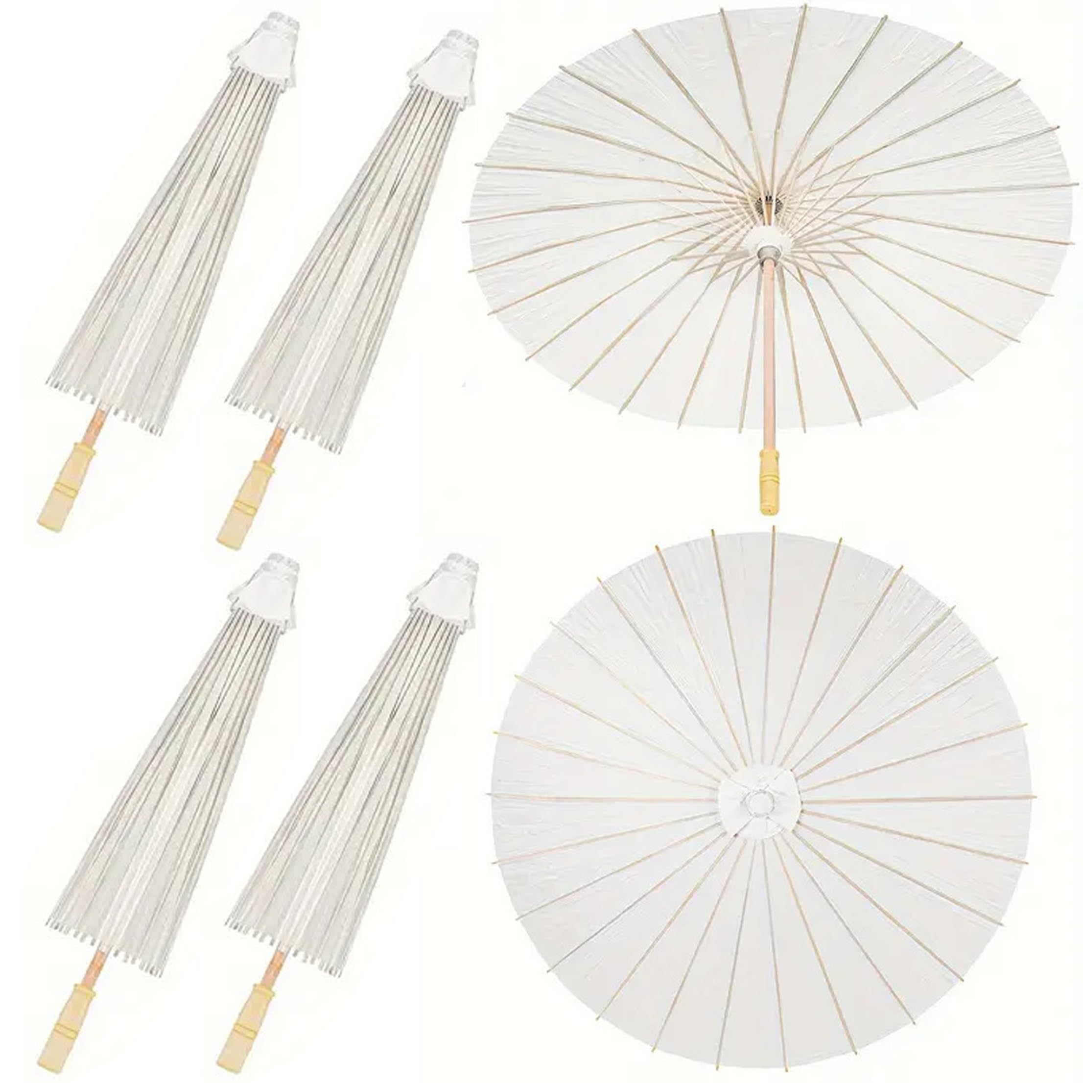 Ginwrek Parasol Umbrella Paper Umbrellas, 6PCS Wedding Umbrellas For Guests, Sun Shade & Decorative Parasols for Wedding, White, Dia. 84cm/33.07inch