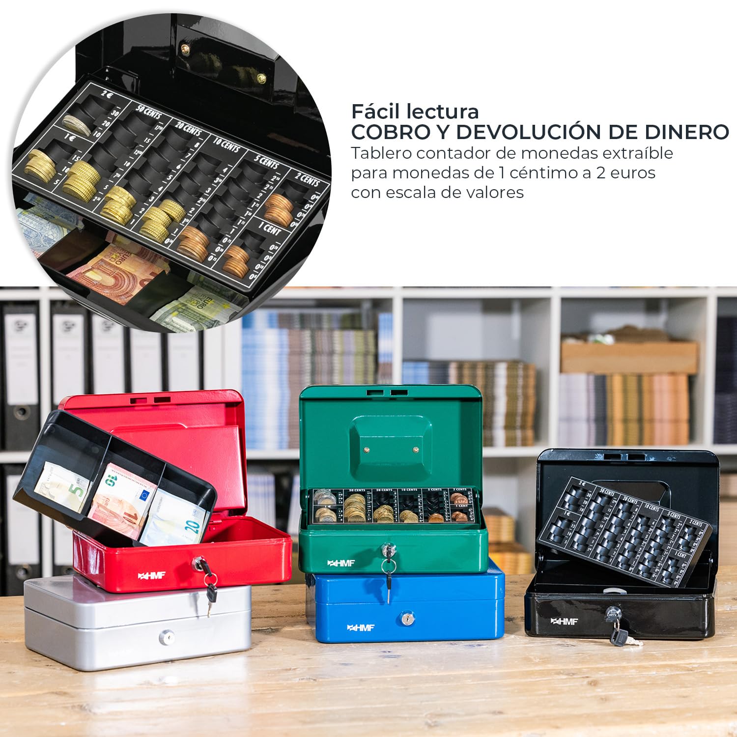 HMF 10022-02 Caja de caudales, para contar dinero 25 x 18 x 9 cm, negro