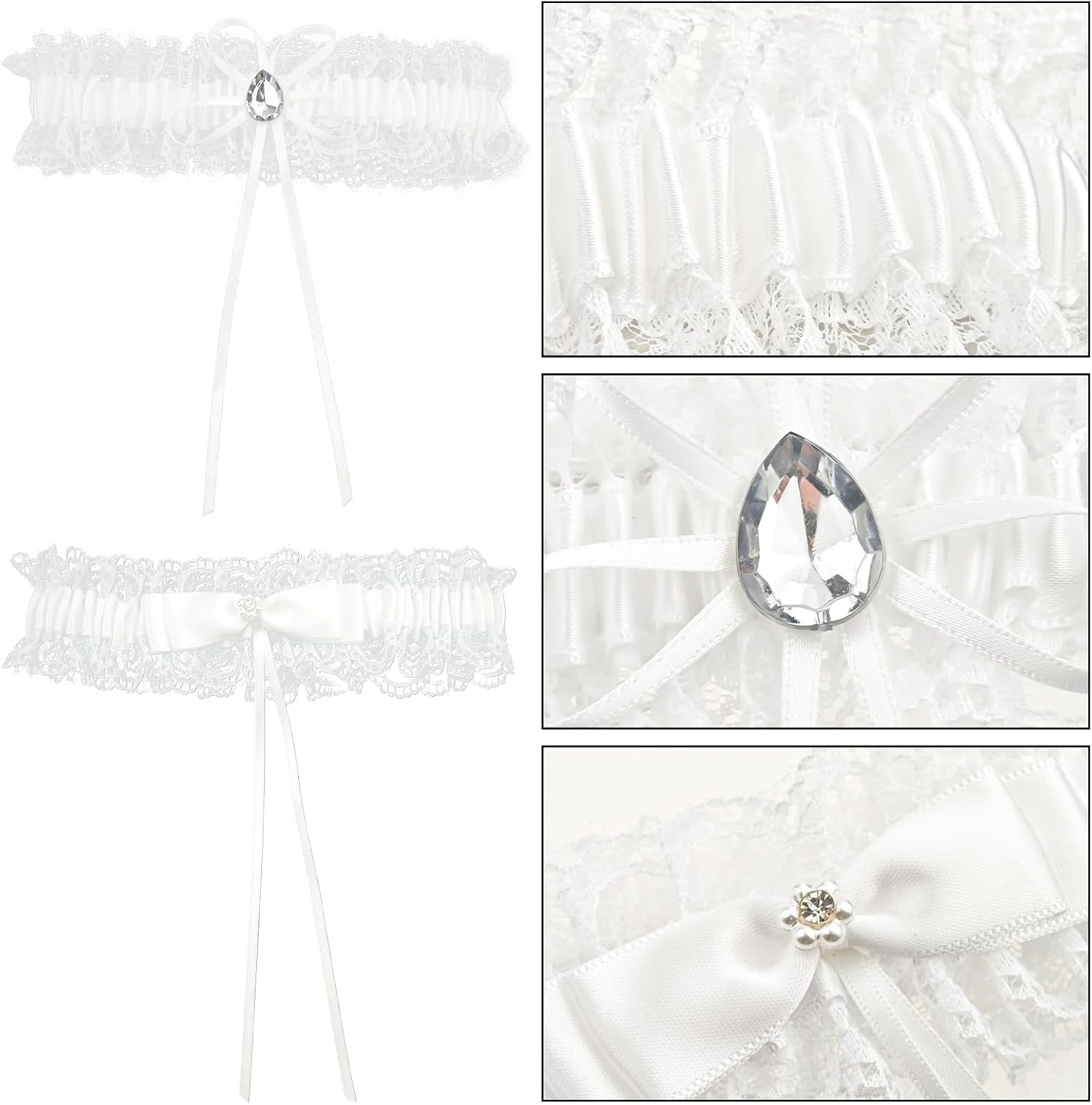 2 PACK Bridal Wedding Garters for Bride, Elegant Lace Garters, Wedding Gifts for Women & Girls