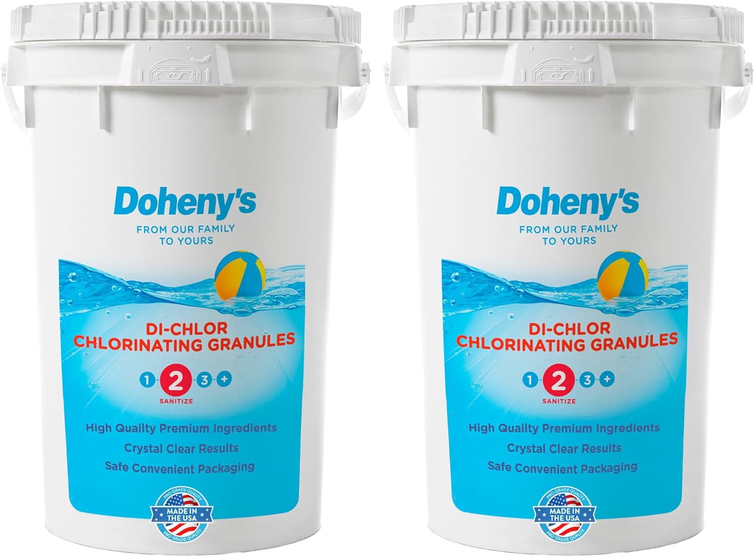 Doheny's Di-Chlor Granular Chlorine | Pro-Grade 3-in-1 Pool Sanitizer, Shock & Algaecide | Fast-Dissolving, Calcium-Free, No Residue | 99.5% Sodium Dichlor with 56% Stabilized Chlorine | 50lb Bucket