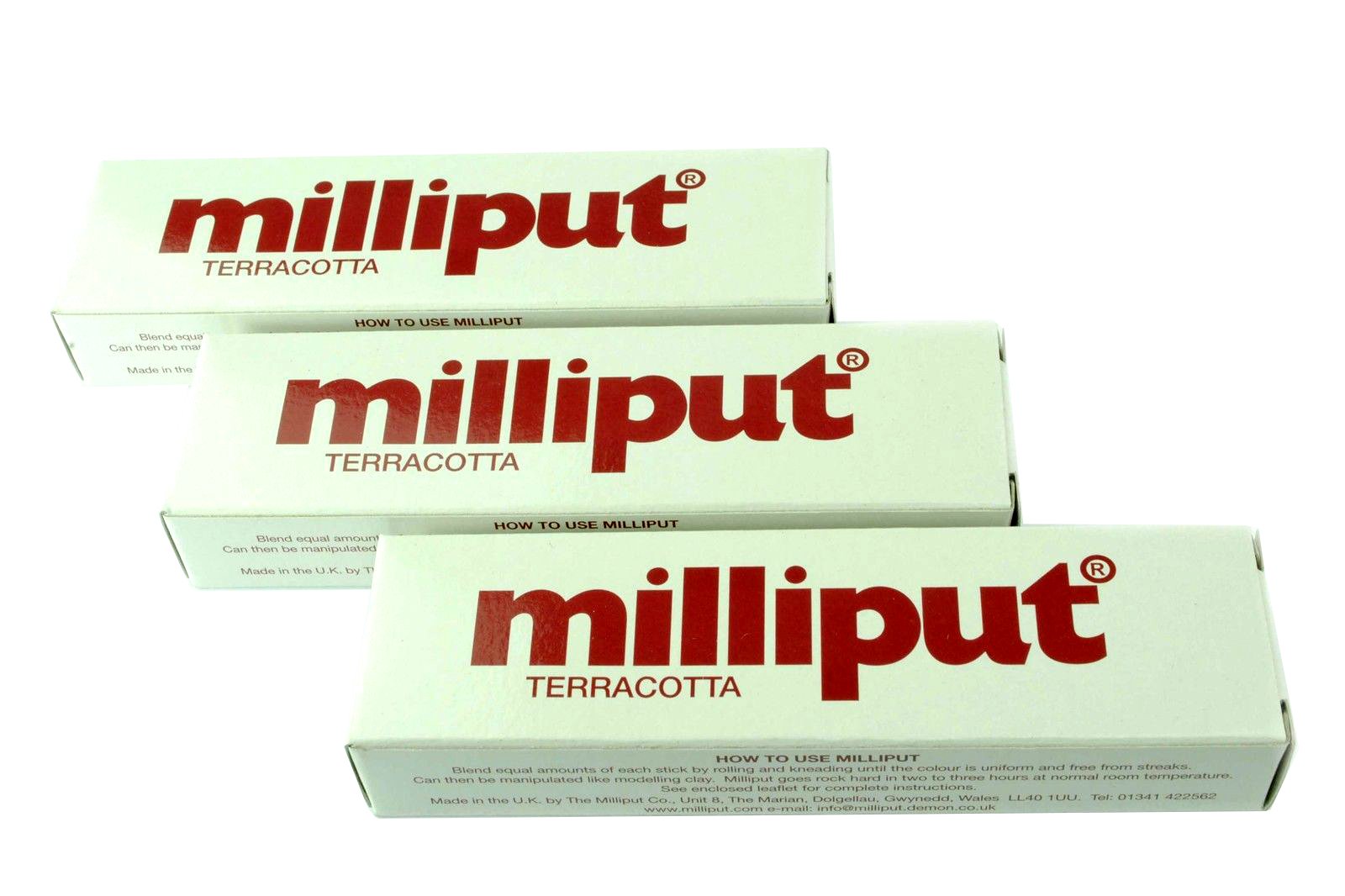 Proops 3 x Milliput Putty Terracotta 2 Part Epoxy Putty. Model, Filler, Ceramic, Repair. (X1016b) Free UK Postage
