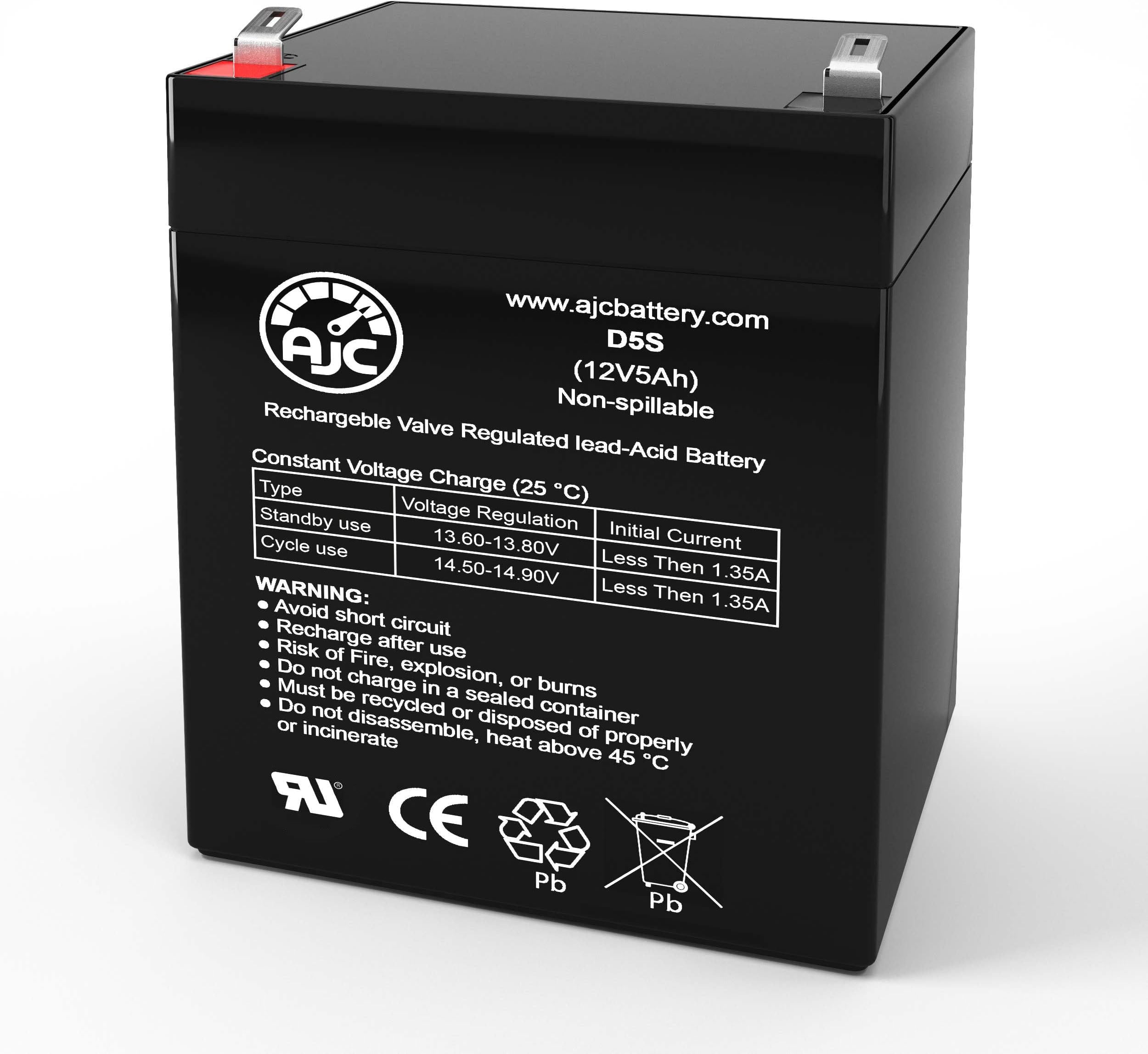 AJC Battery Compatible with APC Back-UPS 6 OUTLETS 450VA 120V BN450M 12V 5Ah UPS Battery