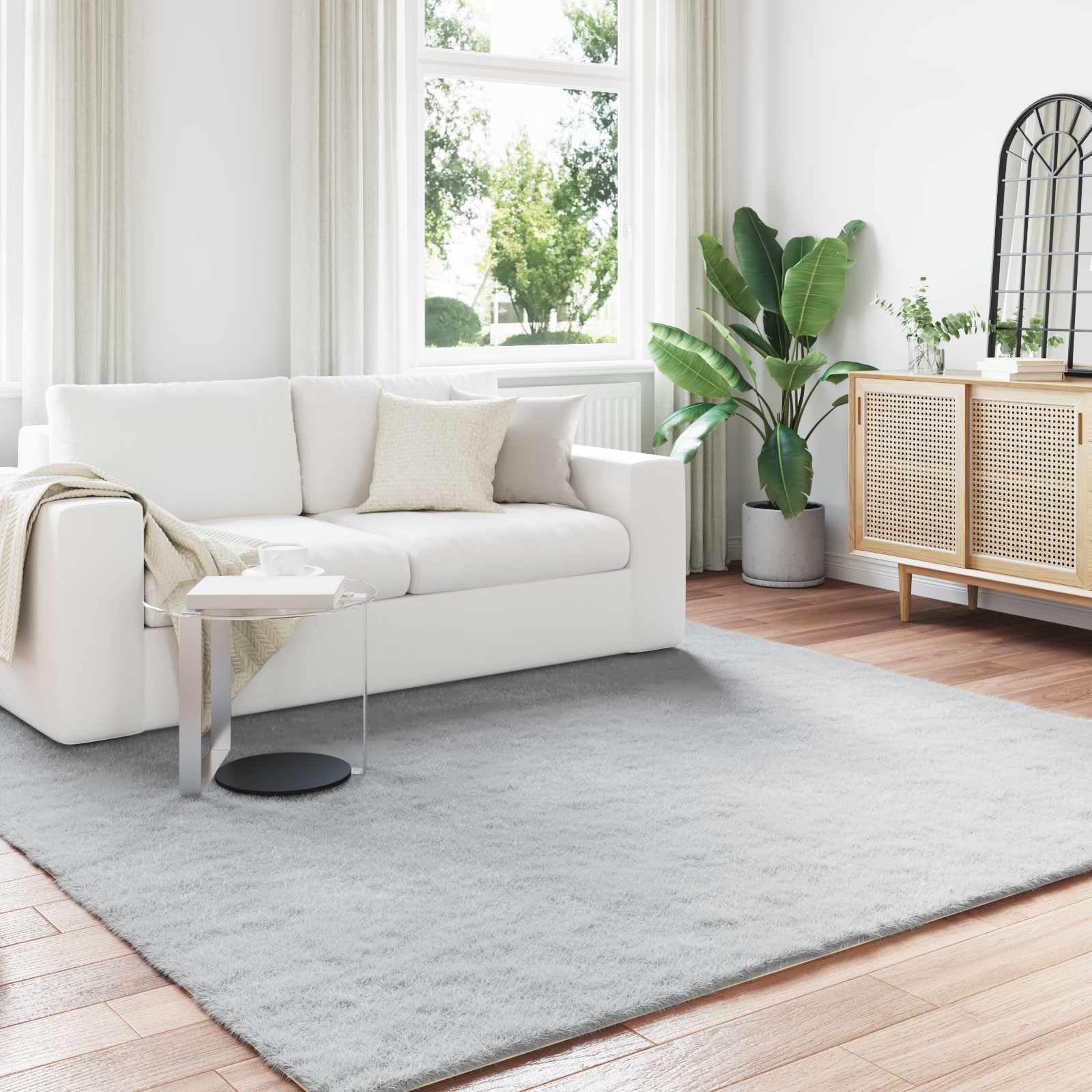 ZQQLVOO Faux Rabbit Fur Rug Olite Grey 240 x 240 cm Polyester Ultra Soft Plush Modern Minimalist Home Decor Luxury Floor Mat for Living Room Bedroom Winter Warmth