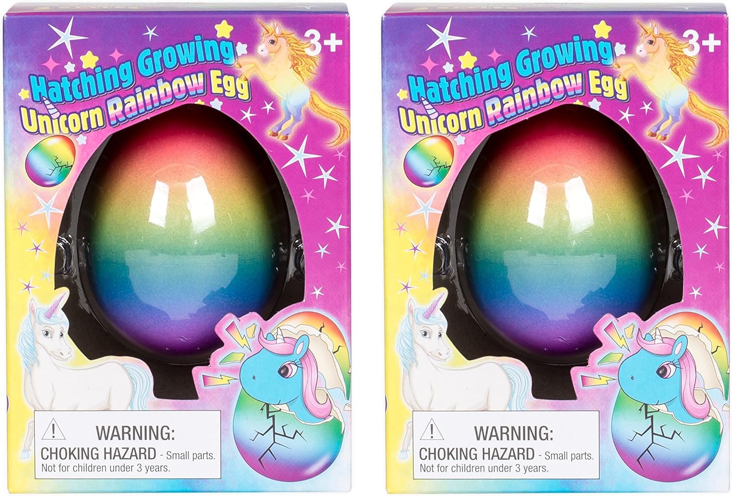Set of 2 Surprise Growing Unicorn Hatching Rainbow Egg Kids Assorted Colors