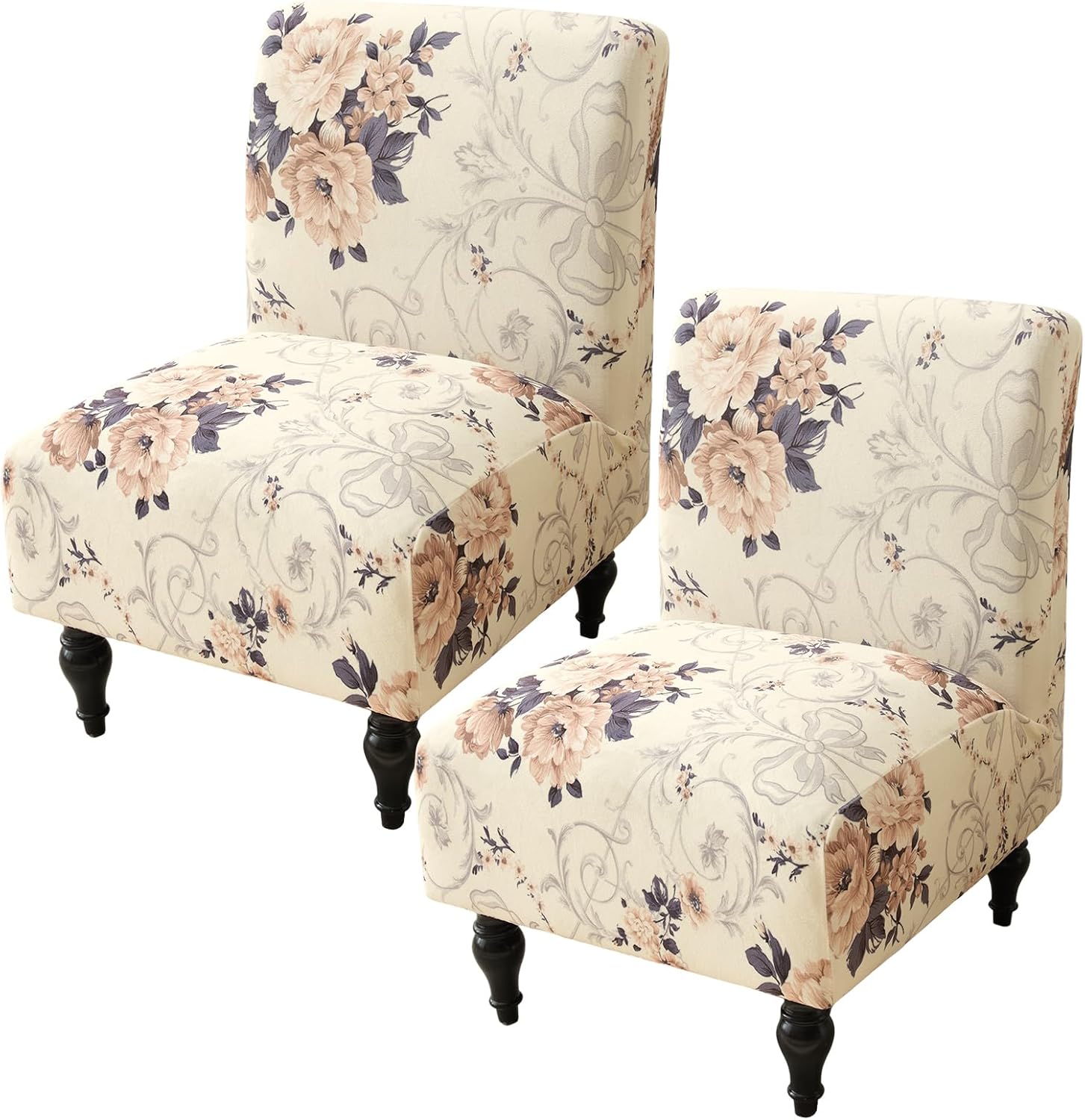 Eco-Ancheng Accent Chair Cover Armless Chair Slipcover 2PCS Stretch Jacquard Slipper Chair Cover Removable Slipcovers for Chairs Furniture Protector for Living Room,05