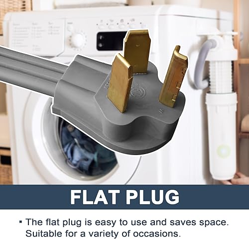 Miniatura 3 de EP Cable de secado de 3 puntas, 10 pies SRDT 103, cable de alimentación de extensión de electrodomésticos de 30 amperios, NEMA 10-30, gris