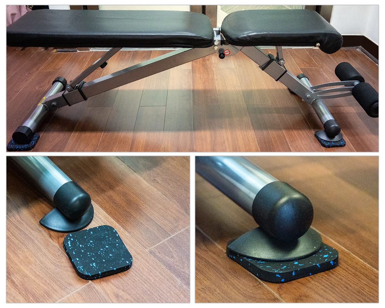 Tappetini per tapis roulant, 4 pezzi, tappetini per attrezzature sportive, ammortizzanti, in gomma, per protezione del pavimento o del tappeto