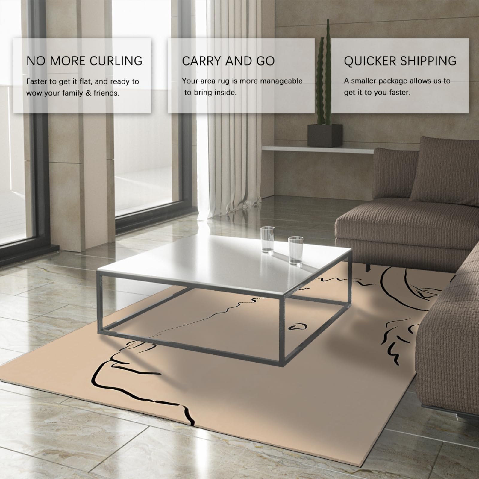 Braune Teppiche Wildtier Vieh Druck Bereich Teppich für Schlafzimmer Wohnzimmer Picasso Abstrakte Kunst Teppich Nachttisch Fußmatten Faltbar 60 x 100 cm