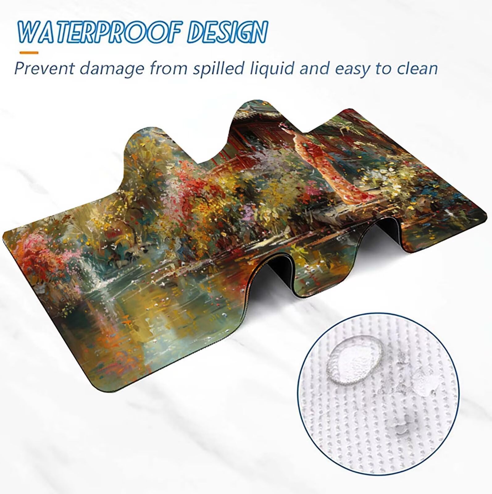 Tappetino Mouse Gaming, 1200x600x3mm Tappetino Mouse Paesaggio, Impermeabile e Antiscivolo Tappeto Gaming, Bordo Cucito con Liscio Superficie, Giallo per Ufficio PjY3288 5-W