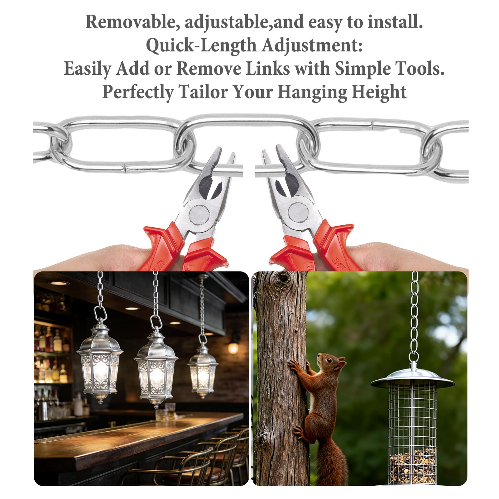Chandelier Chain 6/10/15 Feet SANGLE SOPFFY Light Fixture Chain for Chandelier or Swag Light Fixtures,Lighting Chain Extension with Link Locks, Plant Hanging Chain(Silver, 6 Feet) — Amazon image 4