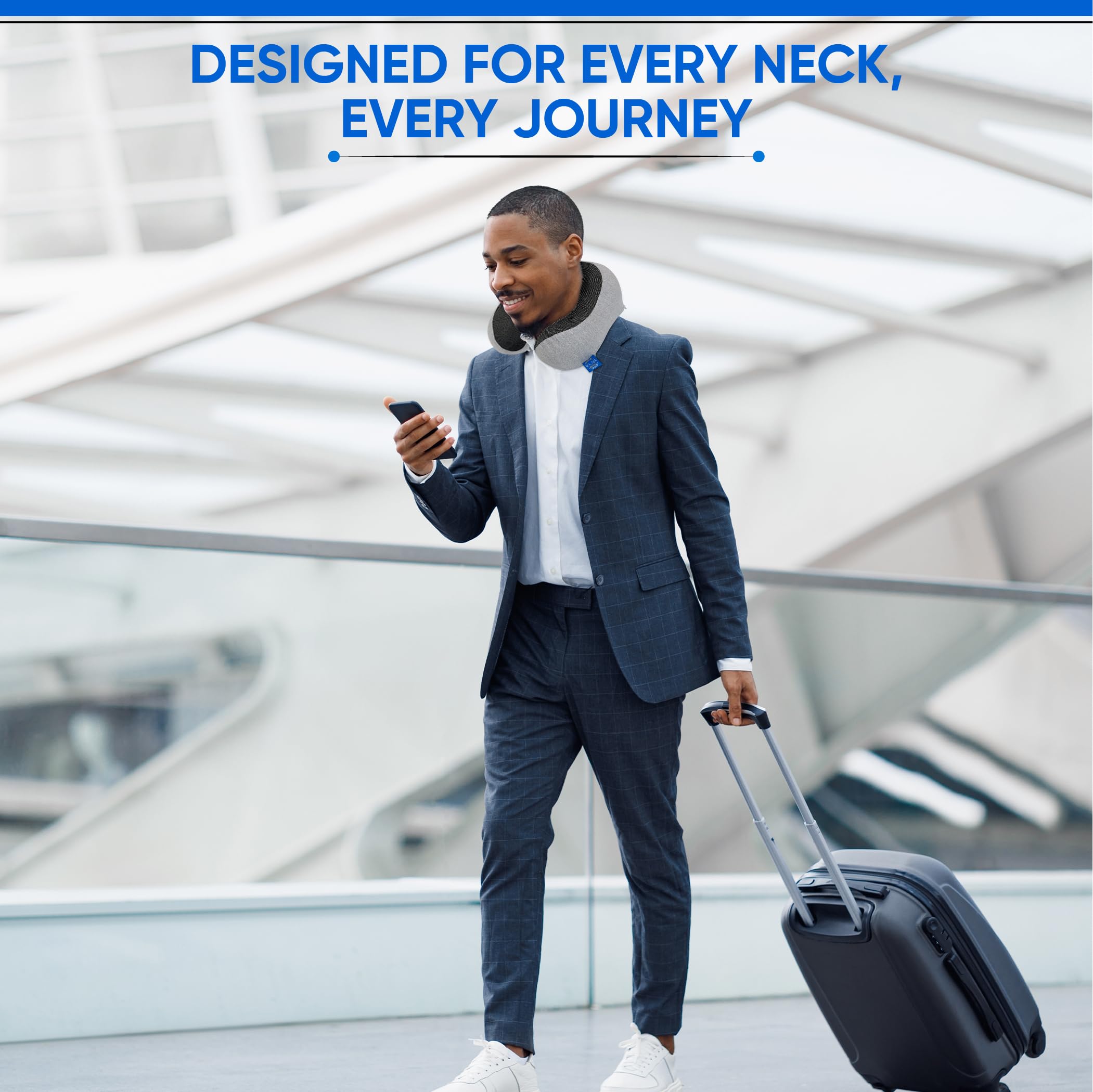W.S. Vende almohadas de cuello de viaje para aviones, espuma viscoelástica pura con diseño ergonómico y tela transpirable, almohadas de viaje para aviones y automóviles, juego de artículos esenciales