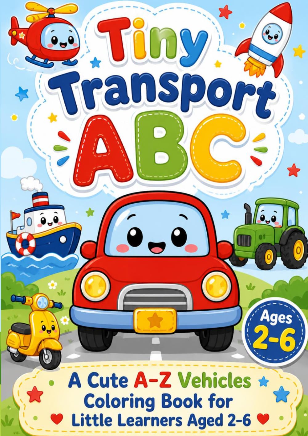 Tiny Transport ABC: A Cute A - Z coloring book for little learners Aged 2 - 6 (Tiny Coloring Books)