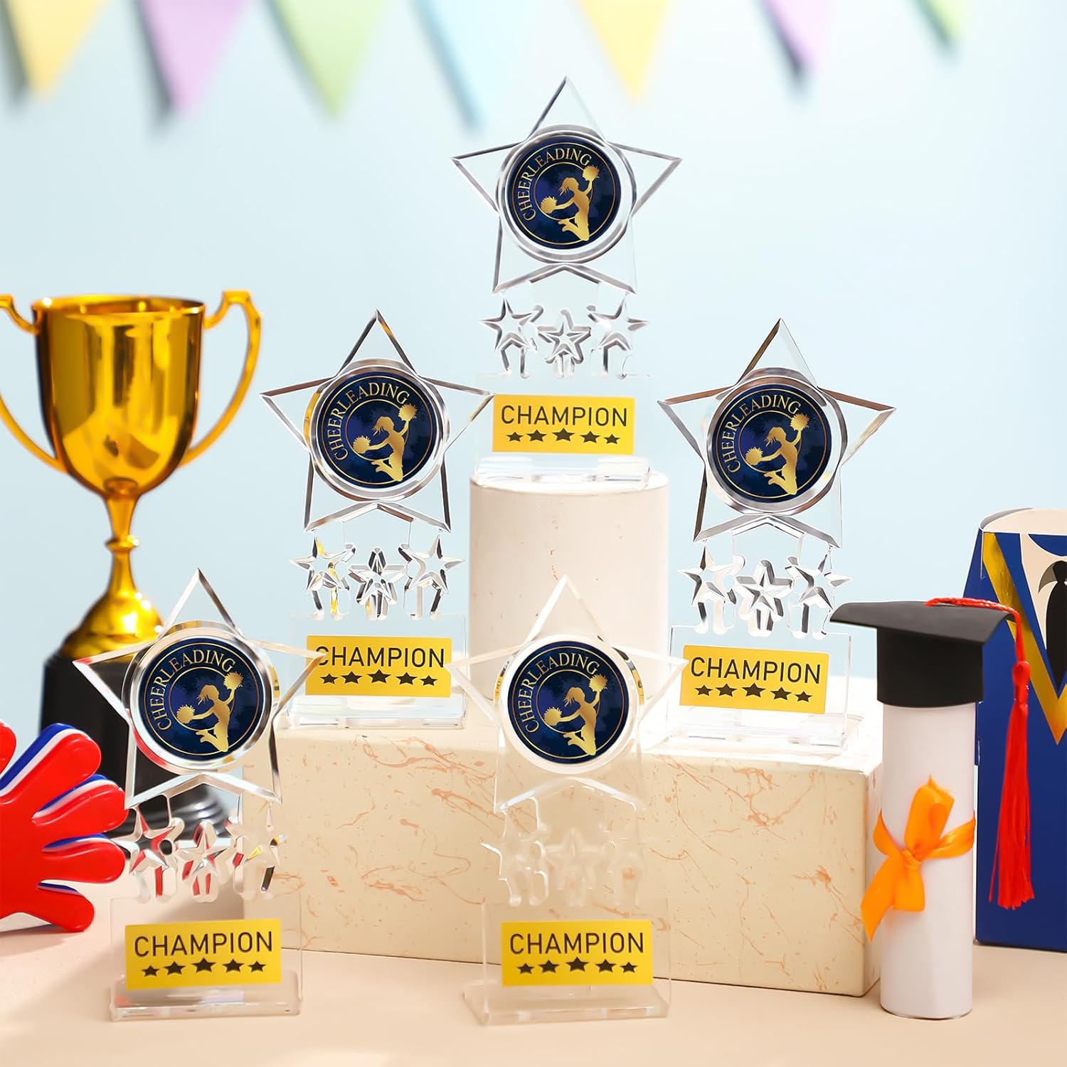 Tondiamo 12 Pcs Acrylic Champion Trophy, Winner Prizes Champion Trophies Awards for Sports Competition Prizes Souvenir Gift Decoration