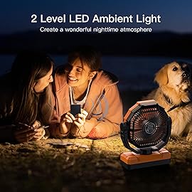 FRIZCOL 3-in-1 Camping Fan - Portable Fans Rechargeable - 24000mAh Battery Powered Fan(105Hrs) with Light & Remote for Indoor, Outdoor, Tent, Travel, Fishing, Jobsite, Gifts for Men Dad Him - Orange