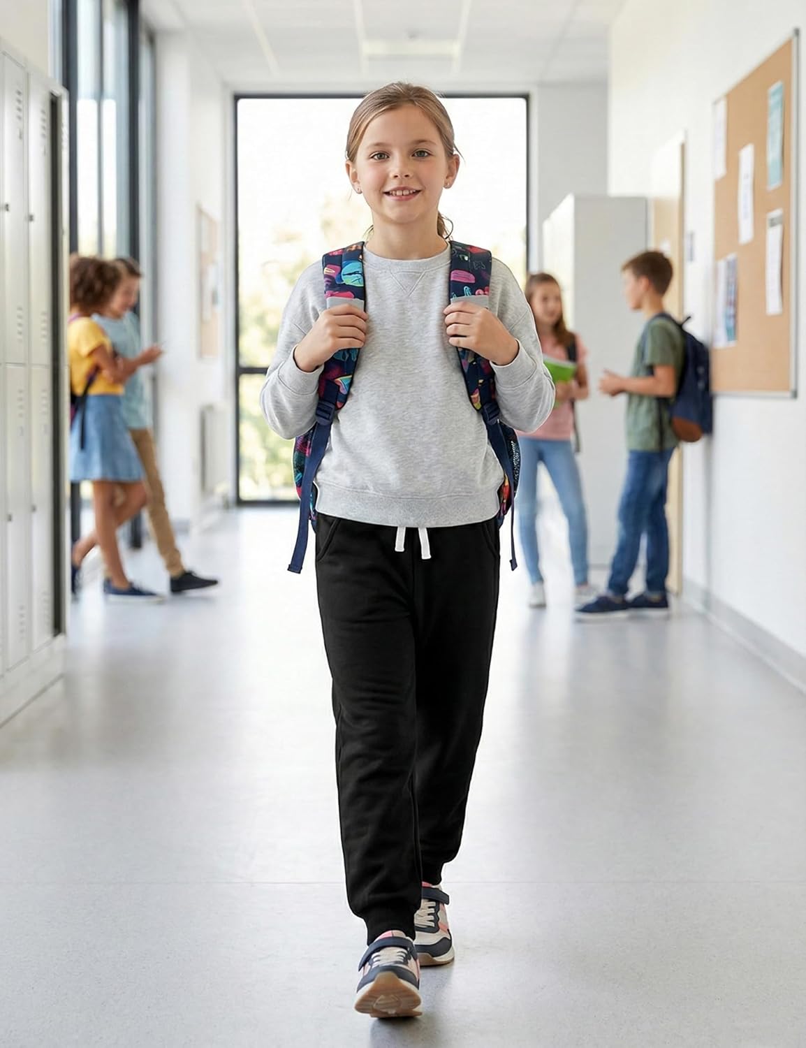 4 Pack Toddler and Kids Girls Sweatpants Joggers Cotton Athletic Sweat Pants with Pocket Drawstring 2-16Y - Image 3