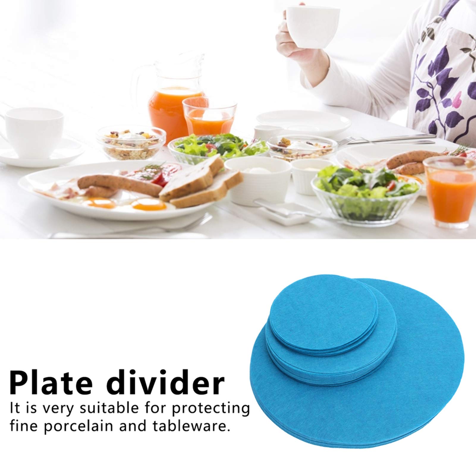 Felt Plate Storage Dividers, 48 Pieces Felt Round Separators Pads Dish Storage Pads Plate Dividers with 3 Sizes, Soft Felt Plate Protectors Dish Protectors Pads for Packing Stacking Cookware(48pcs)