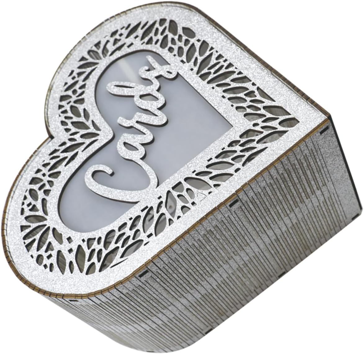 ARTIBETTER Heart Wooden Card Box Hollow Glitter Design Wedding Anniversary Greeting Card Storage Box for Reception Table Decor