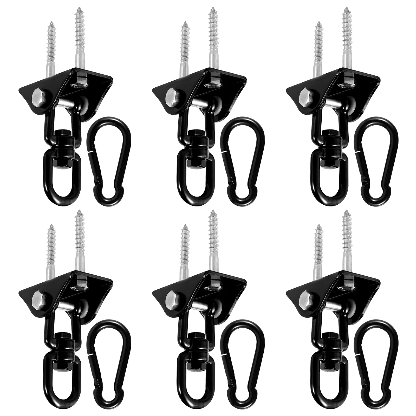 LZVXTYM 6 Pcs Porch Swing Hanging Kit, 360°Rotating 1000 lb Capacity Hangers, Stainless Steel Hammock Chair Hardware Accessories for Playground Yoga Heavy Bag Bed