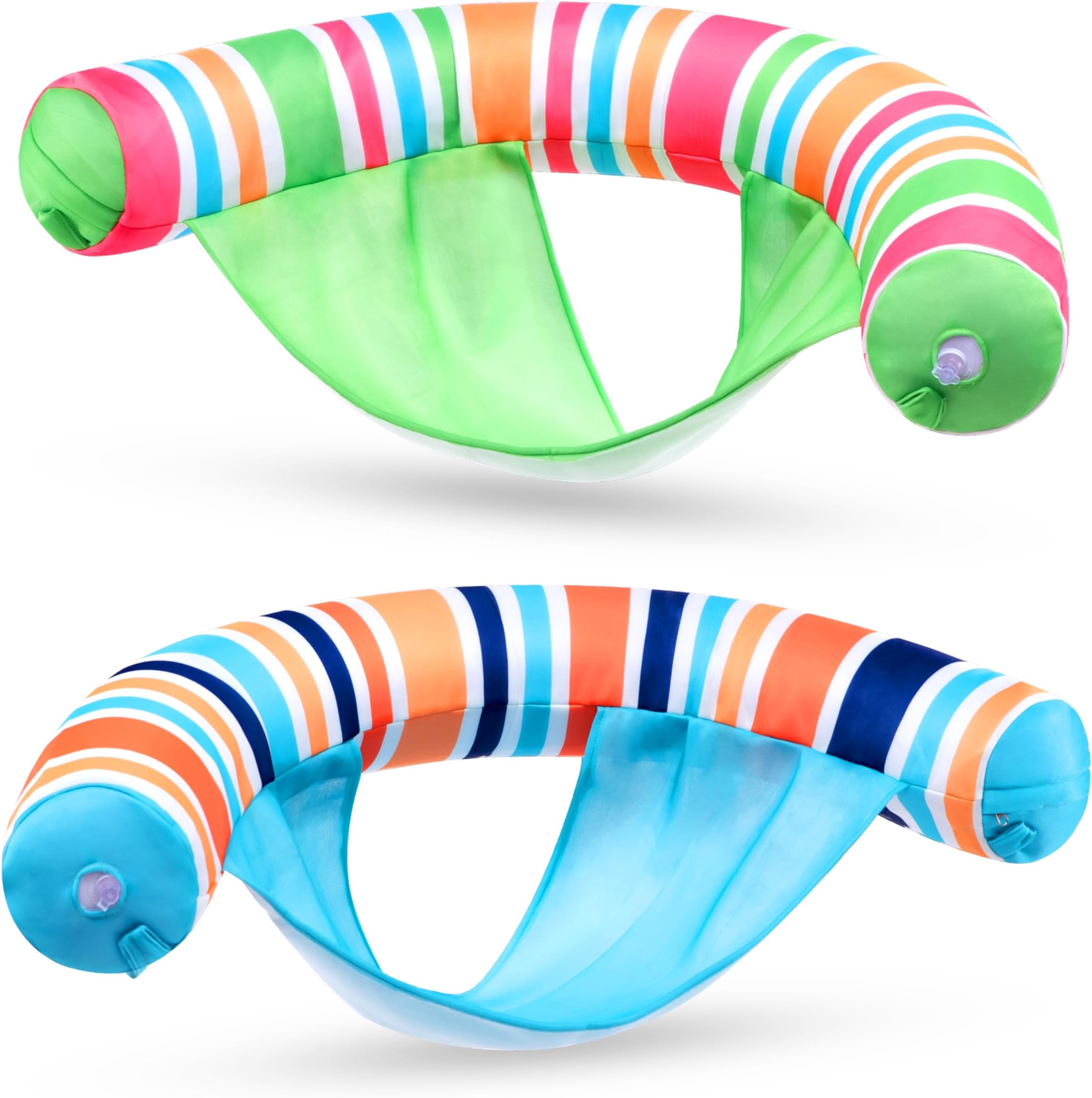 Inflatable Pool Floats Chairs Adults, 2 Packs Floating Noodle Chair with Stripes Design Soft Fabric Covered with Sling for Swimming Pool Water Chair Pool Lounger Party Floaties