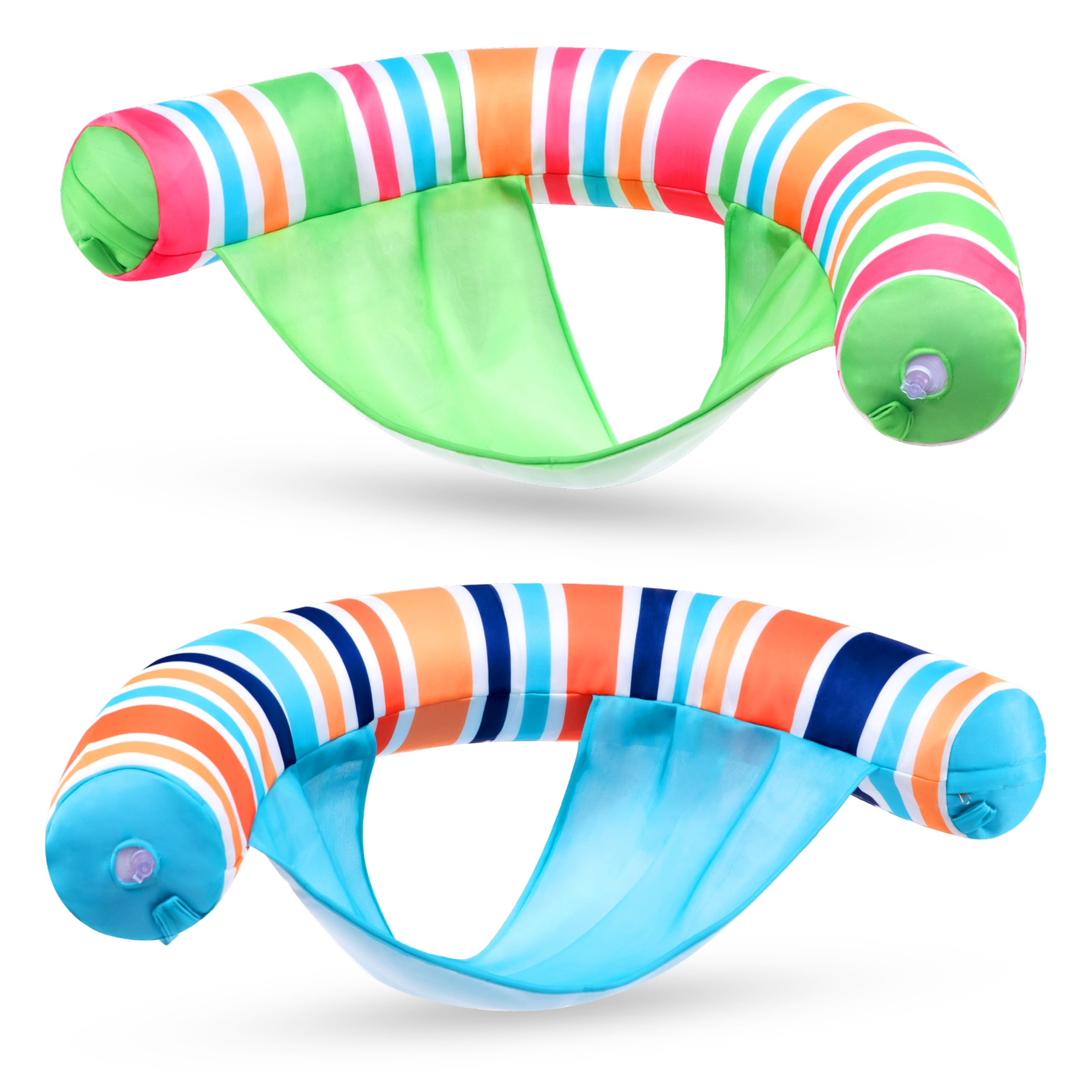 Inflatable Pool Floats Chairs Adults, 2 Packs Floating Noodle Chair with Stripes Design Soft Fabric Covered with Sling for Swimming Pool Water Chair Pool Lounger Party Floaties
