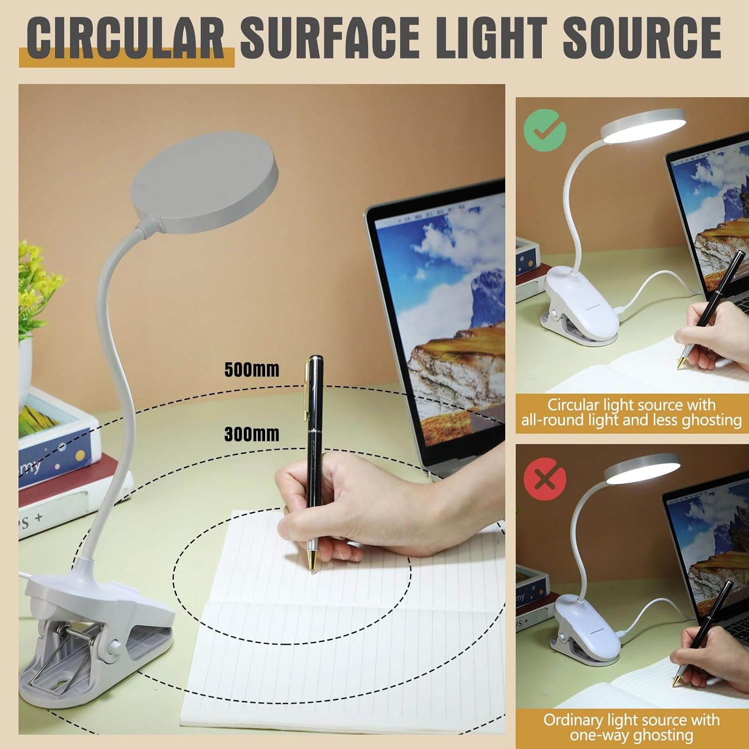 Retisee 12 Pcs Clip on Lamp Bulk LED Reading Light Book Lamp Clamp for Bed with 3 Brightness Level Night Light Clip on for Desk, Bed Headboard, USB Plug-in Style