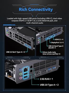 MINISFORUM BD895i SE Mini PC Motherboard AMD Ryzen 9 8945HX(16C/32T) Gaming Computer Without RAM/SSD/OS, 2X DDR5 SODIMM Slots, 2X PCIe4.0 SSD, M.2 2230 Key E Slot, HDMI+DP+USB-C Triple Video Outputs