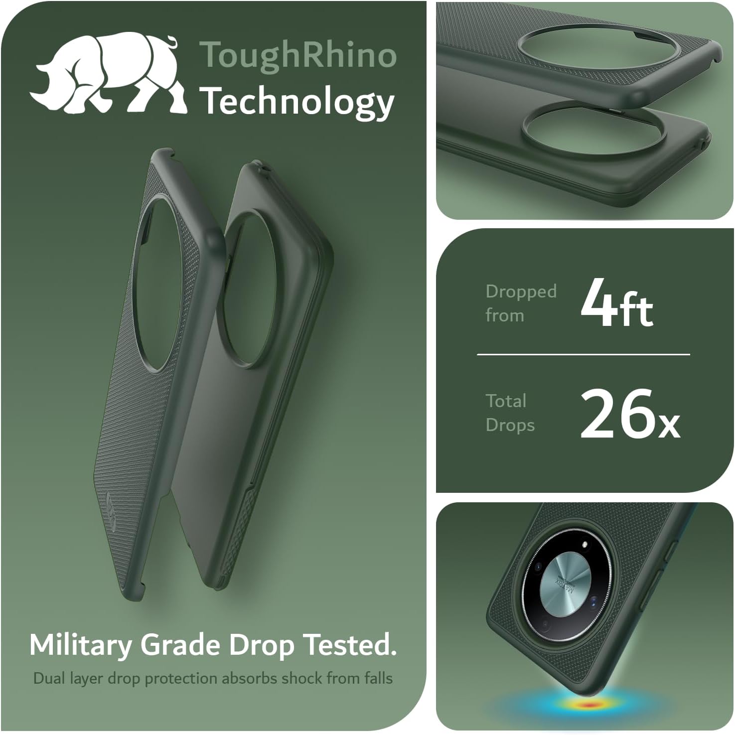 TUDIA DualShield Grip Compatible with Honor Magic 6 Lite Case 5G (2024) / Honor X9b Case, [MergeGrip] Military Grade Dual Layer Shockproof Slim Tough Heavy Duty Protective Phone Case - Pine Green