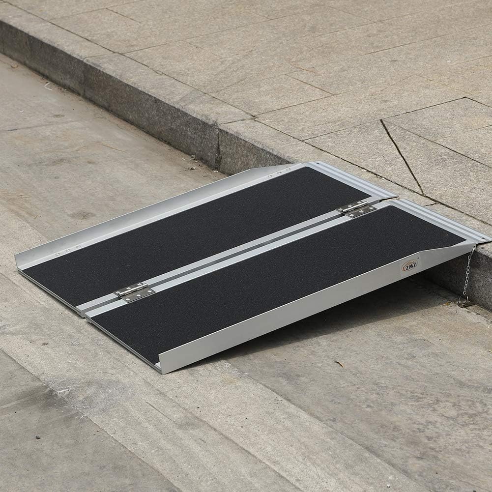 3FT (31"W x 36"L) Wheelchair Ramp, Non-Slip Portable Aluminum Ramp for Wheelchairs Single-Fold 800lbs Weight Capacity for Steps Stairs and Thresholds : Health & Household