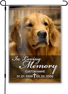 Custom Memorial Pet Flags, Personalized Memorial Pet Garden Flags, Decorative Gifts for Dog/Cat Funerals