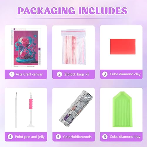 Miniatura 4 de RICUVED Kits de pintura de diamantes para adultos, kits de arte de diamantes de flores, taladro redondo completo, mariposa, animal, diamante, arte